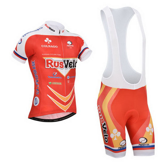 2013 Maillot Rusvelo Tirantes Mangas Cortas Blanco Y Rojo